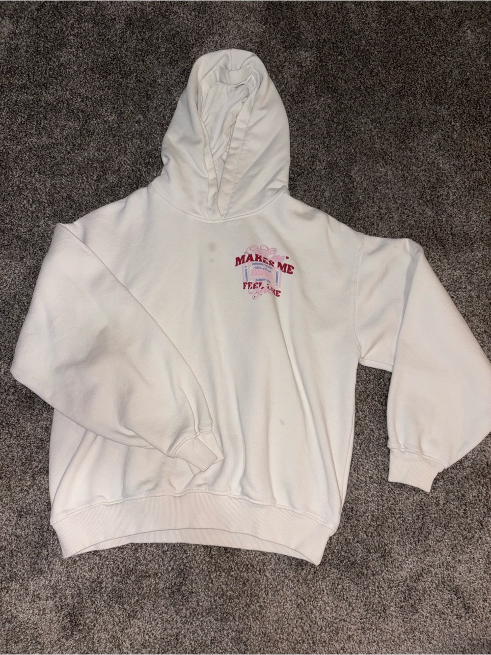 Bershka White Graphic Hoodie